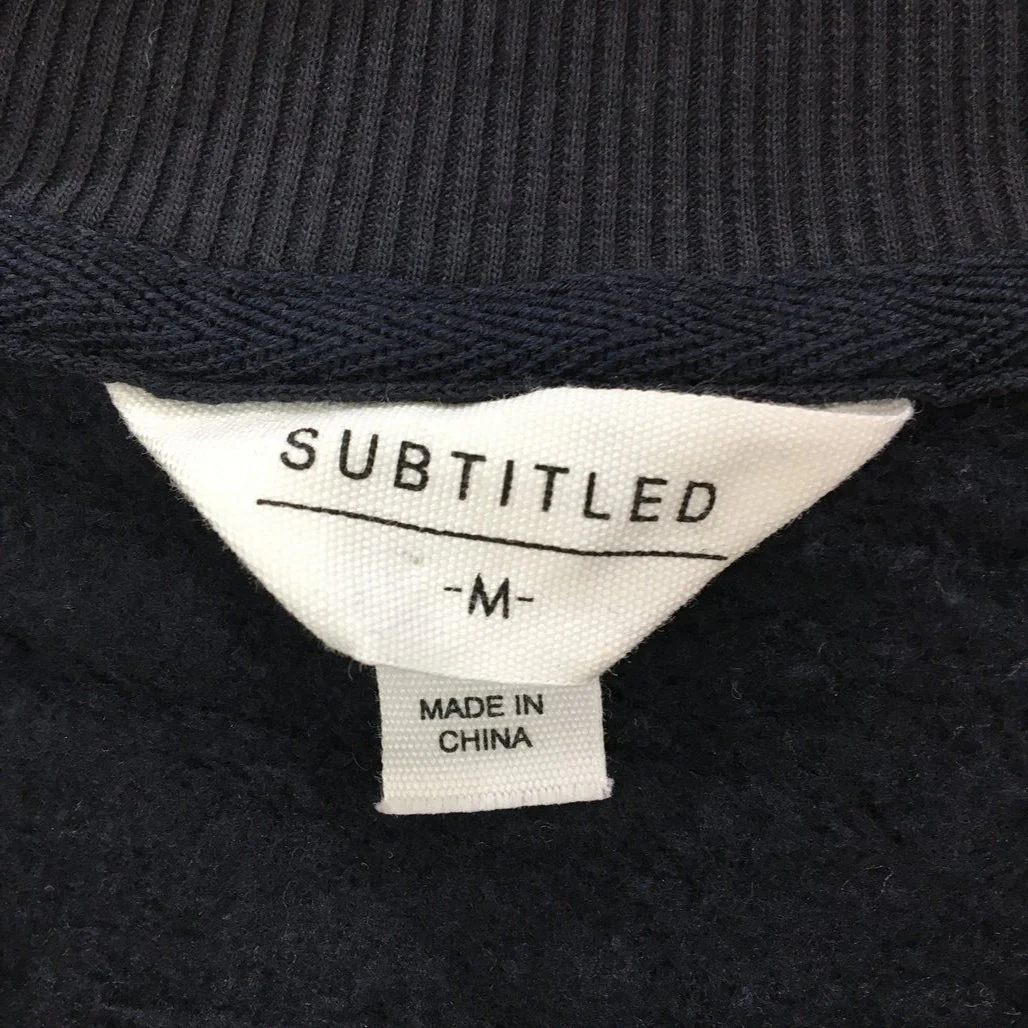 Subtitled Embroidered Logo Crew Neck Fleece Navy Jumper Ladies Size Medium - Image 3