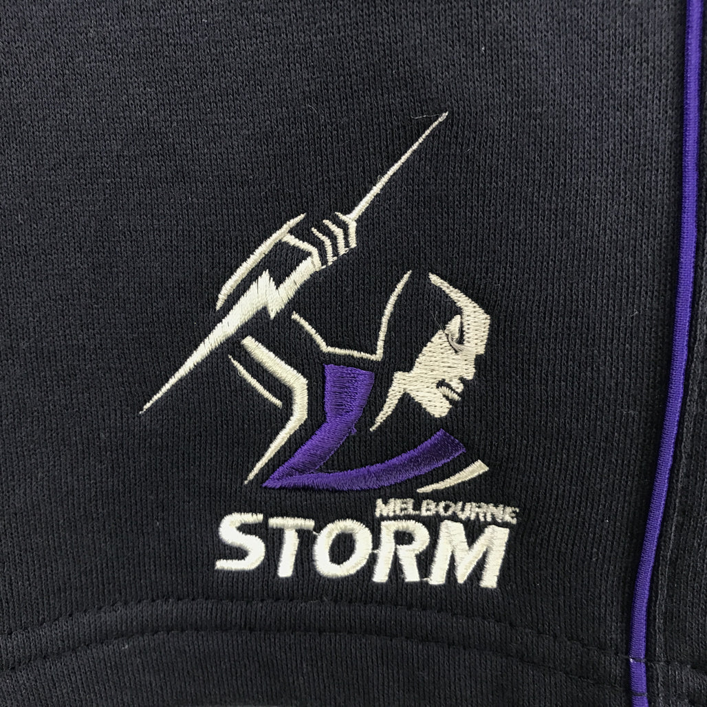 Supporter NRL Storm Mens Fleece Navy Logo Shorts Size 4XL NEW - Image 3