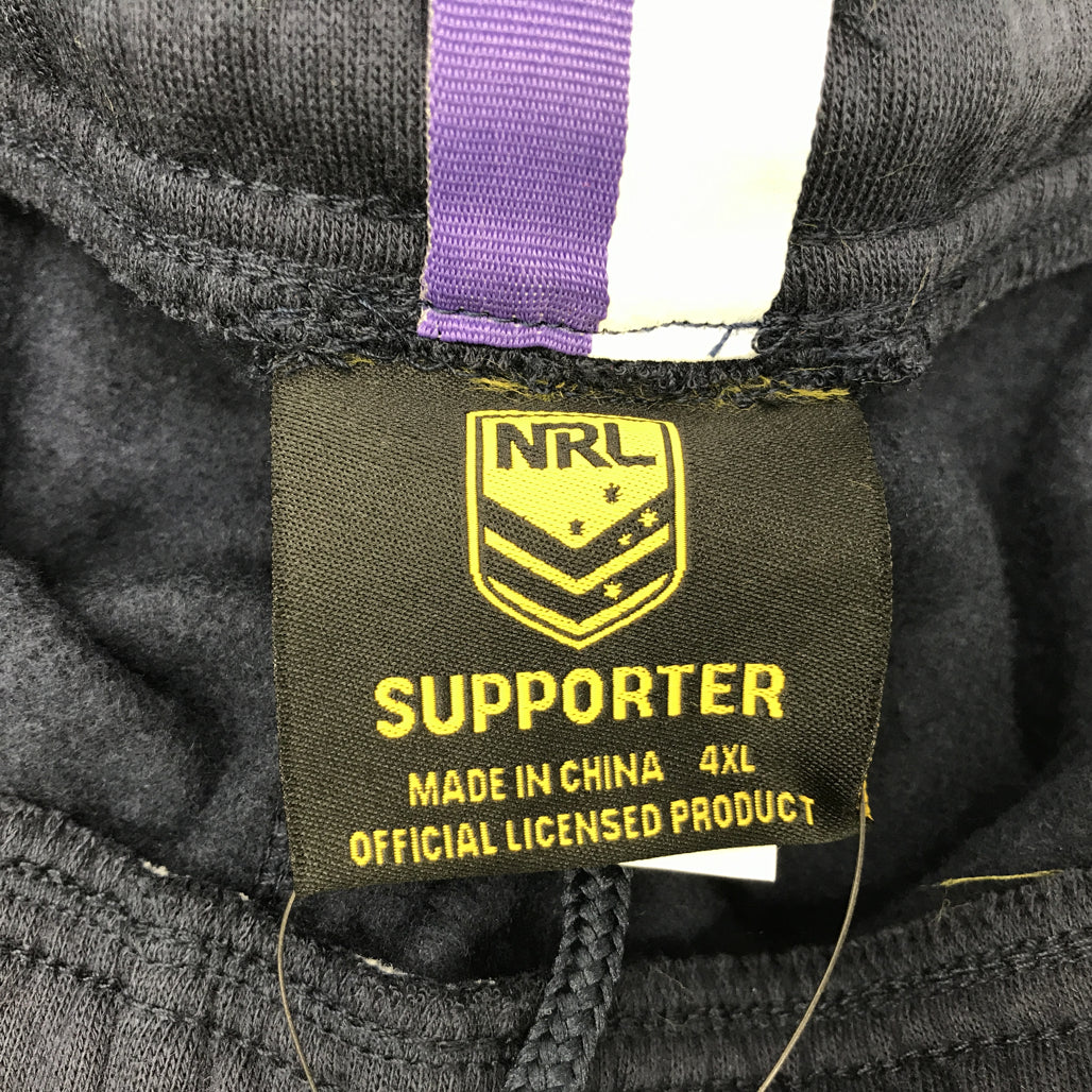 Supporter NRL Storm Mens Fleece Navy Logo Shorts Size 4XL NEW - Image 6
