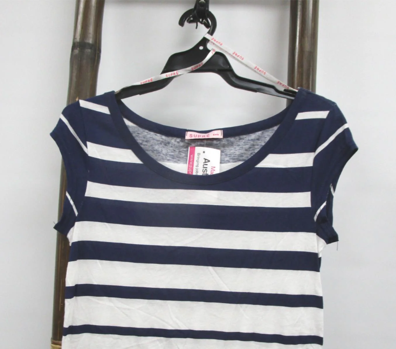 Supre Scoop Neck S/S T-Shirt Mini Dress Navy/White Ladies Size Xxs NEW - Image 4
