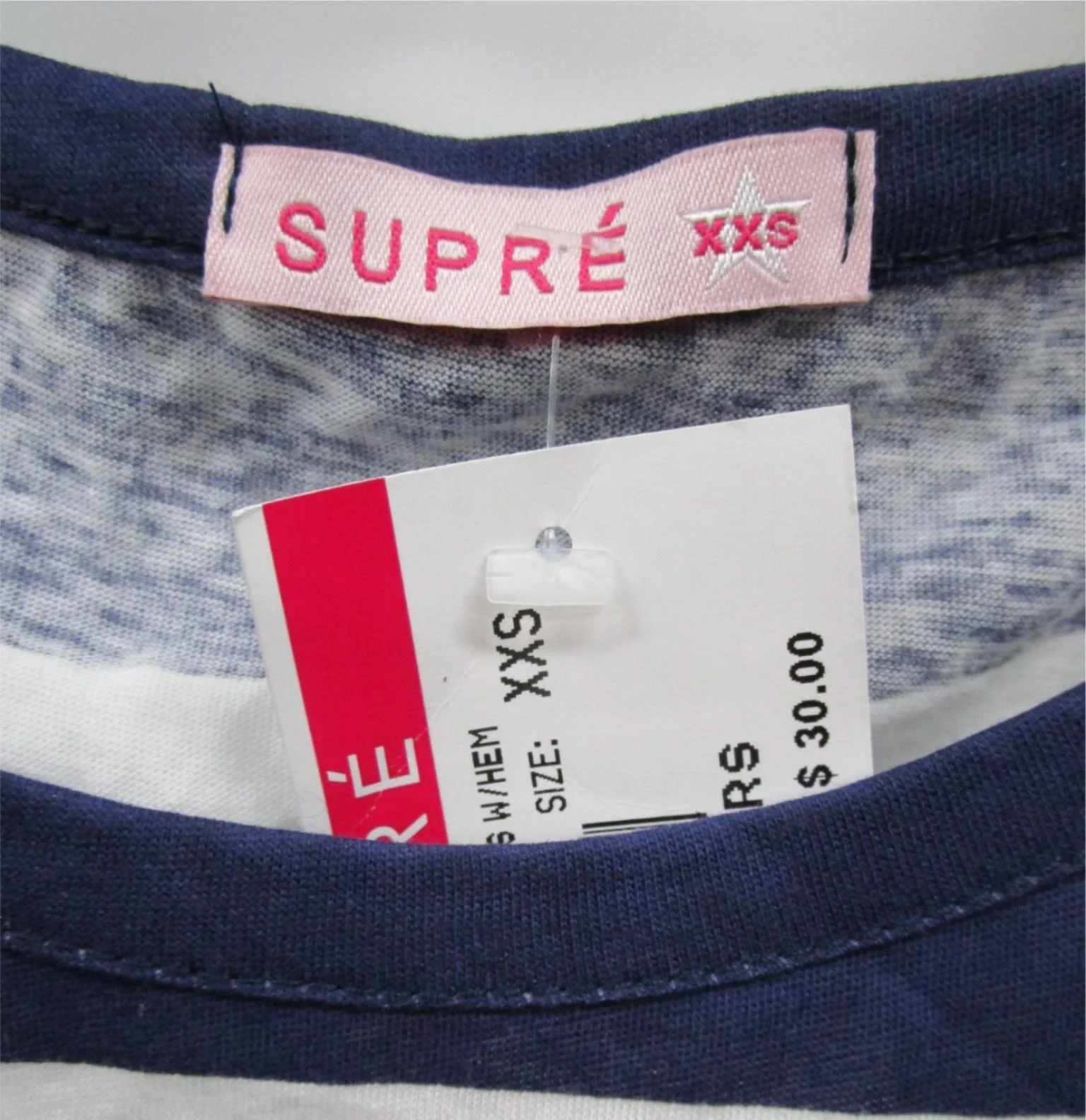 Supre Scoop Neck S/S T-Shirt Mini Dress Navy/White Ladies Size Xxs NEW - Image 6