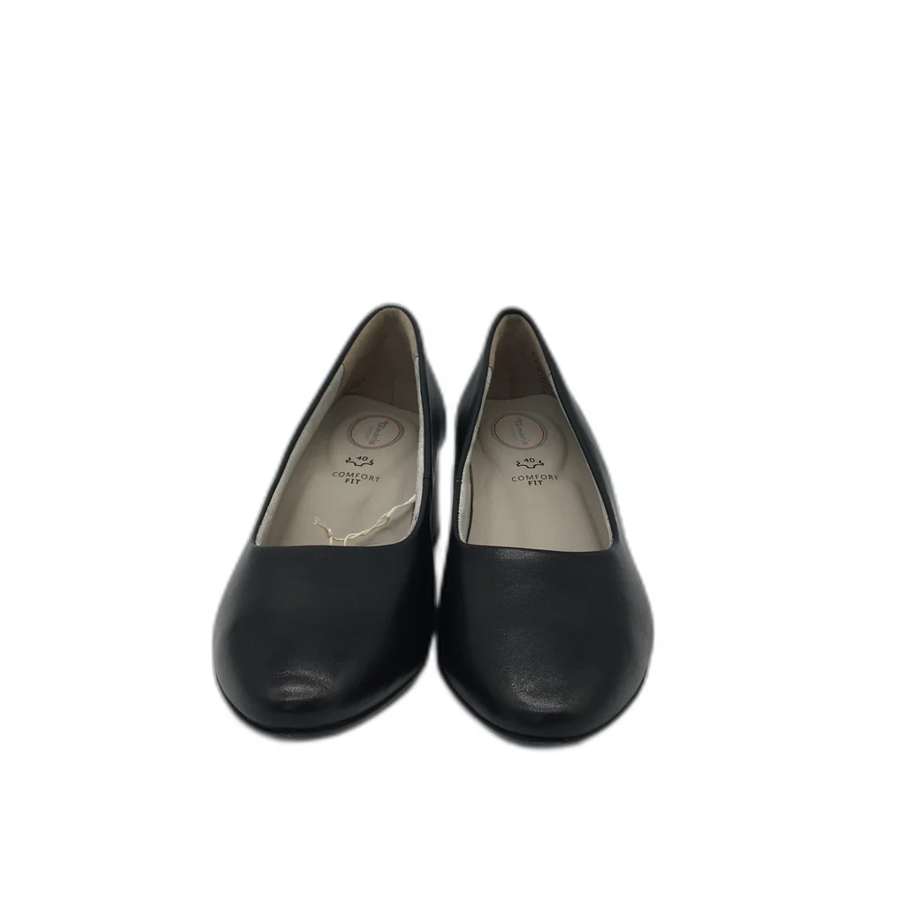 Tamaris Comfort Fit Soft Leather Black Heeled Shoes Ladies Size 40 US 8.5 NEW - Image 4