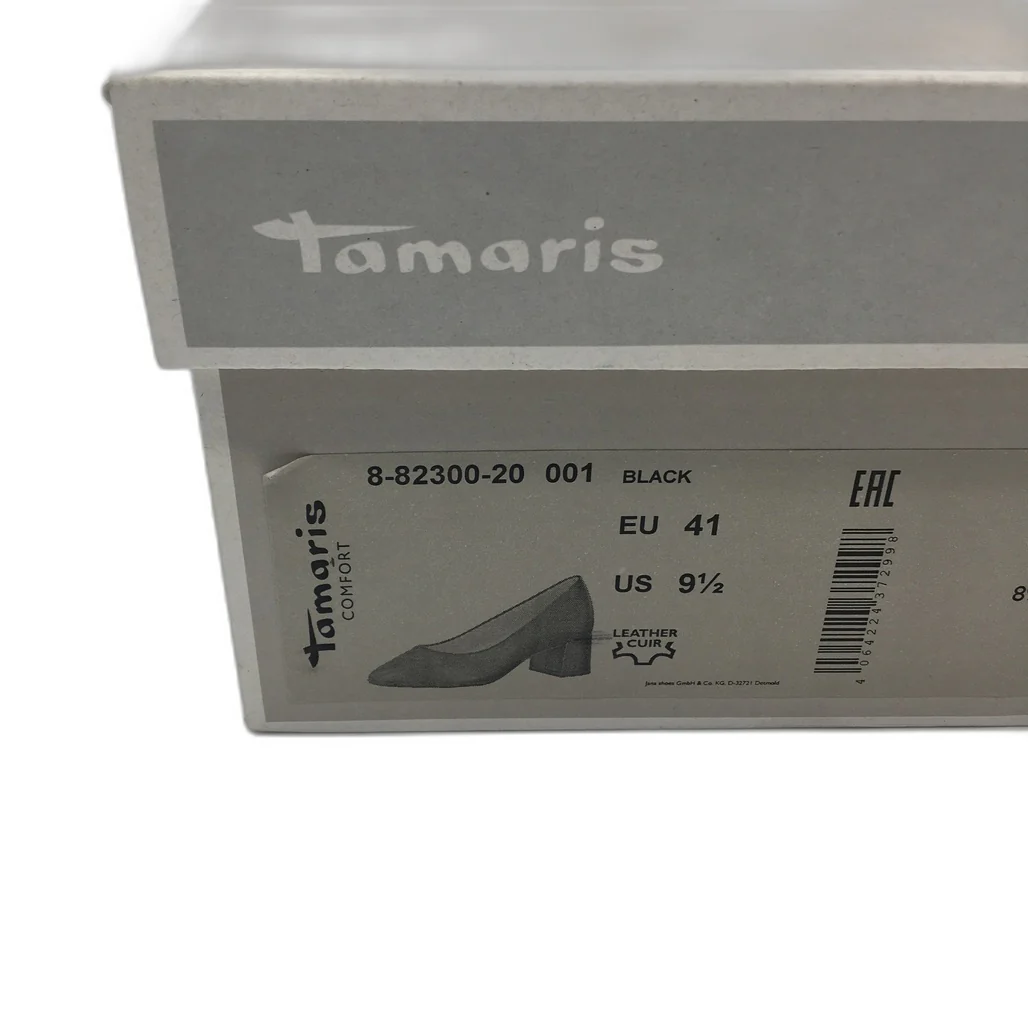 Tamaris Comfort Fit Soft Leather Black Heeled Shoes Ladies Size 41 US 9.5 NEW - Image 10