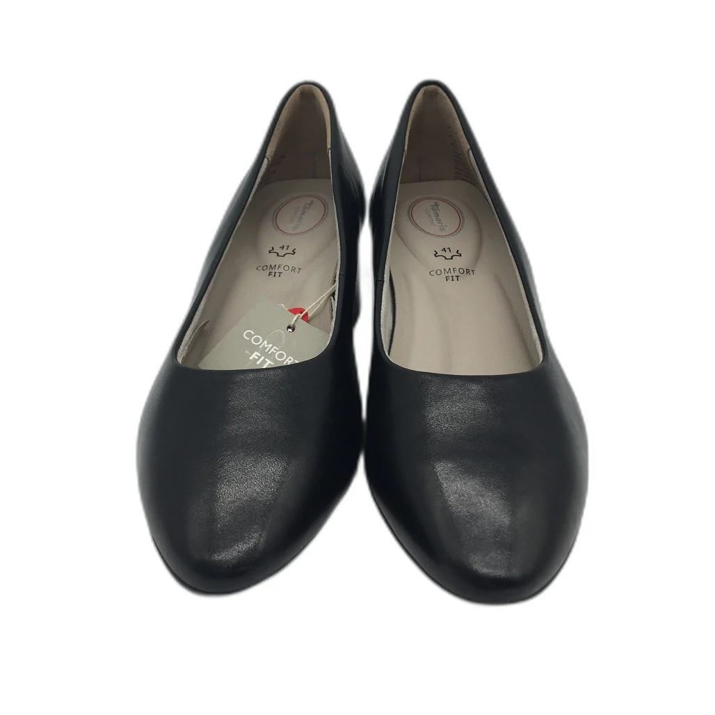 Tamaris Comfort Fit Soft Leather Black Heeled Shoes Ladies Size 41 US 9.5 NEW - Image 4