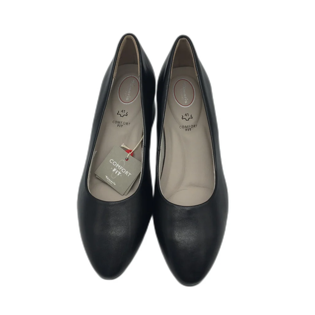 Tamaris Comfort Fit Soft Leather Black Heeled Shoes Ladies Size 41 US 9.5 NEW - Image 5