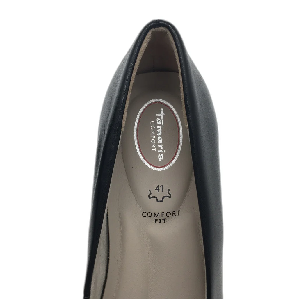 Tamaris Comfort Fit Soft Leather Black Heeled Shoes Ladies Size 41 US 9.5 NEW - Image 6