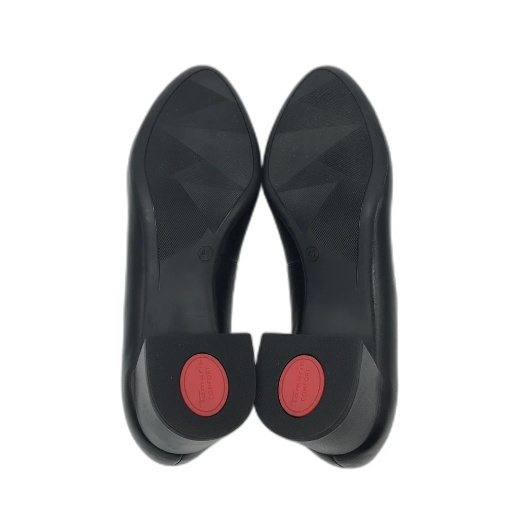 Tamaris Comfort Fit Soft Leather Black Heeled Shoes Ladies Size 41 US 9.5 NEW - Image 8