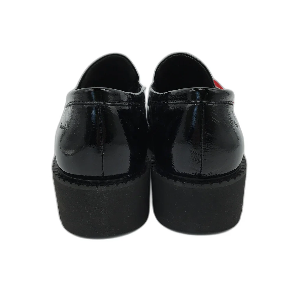 Tamaris Comfort Glossy Leather Wedge Heel Loafer Black Ladies Size US 10 NEW - Image 6