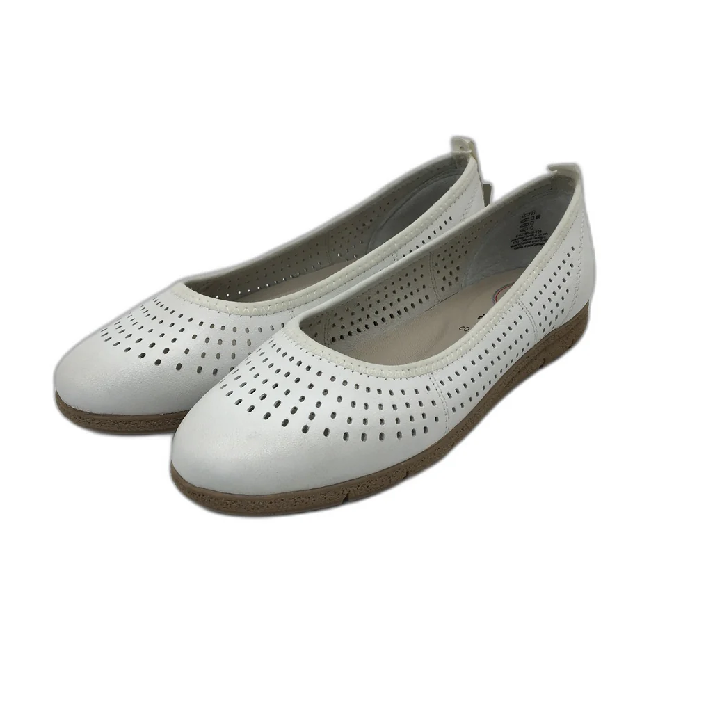 Tamaris Comfort Leather Ballerina Flats White Nappa Ladies Size EU 41 US 9.5 NEW - Image 3