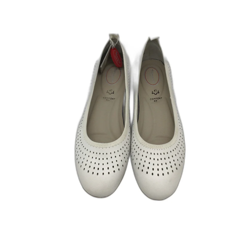 Tamaris Comfort Leather Ballerina Flats White Nappa Ladies Size EU 41 US 9.5 NEW - Image 6