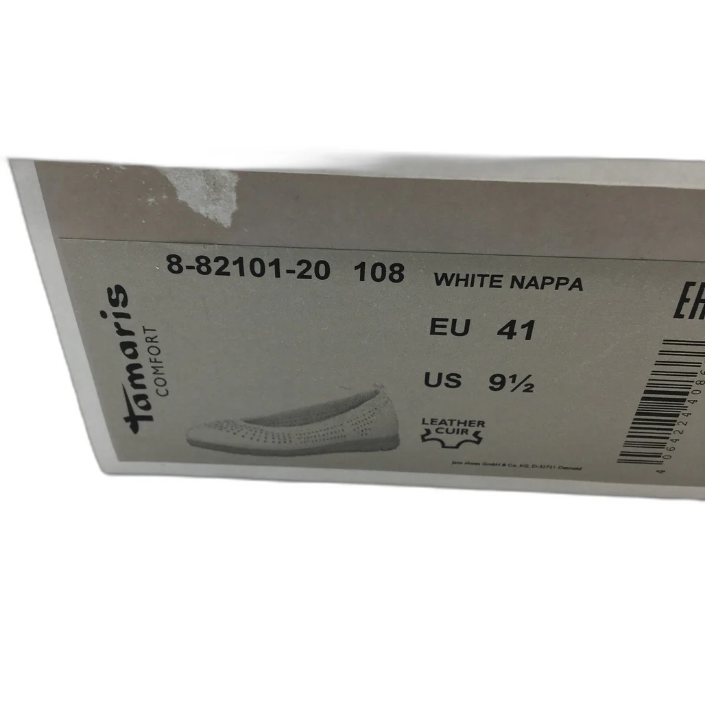 Tamaris Comfort Leather Ballerina Flats White Nappa Ladies Size EU 41 US 9.5 NEW - Image 9