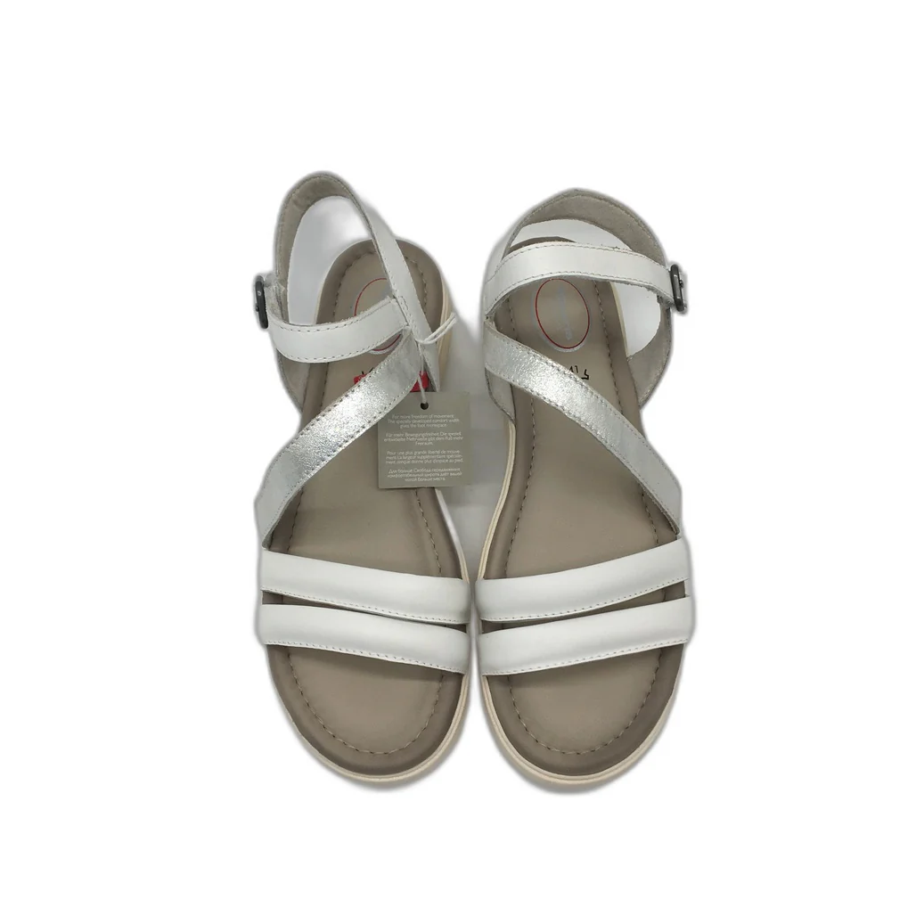 Tamaris Comfort Strappy Wedge Leather Sandals White/Silver Ladies Sz US 9.5 NEW - Image 8