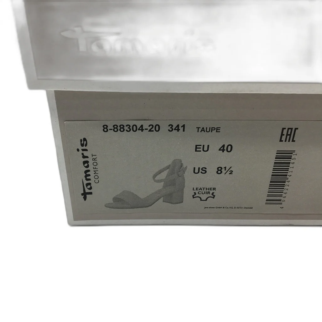 Tamaris Comfort Suede Leather Heeled Sandals Taupe Ladies Size EU 40 US 8.5 NEW - Image 10