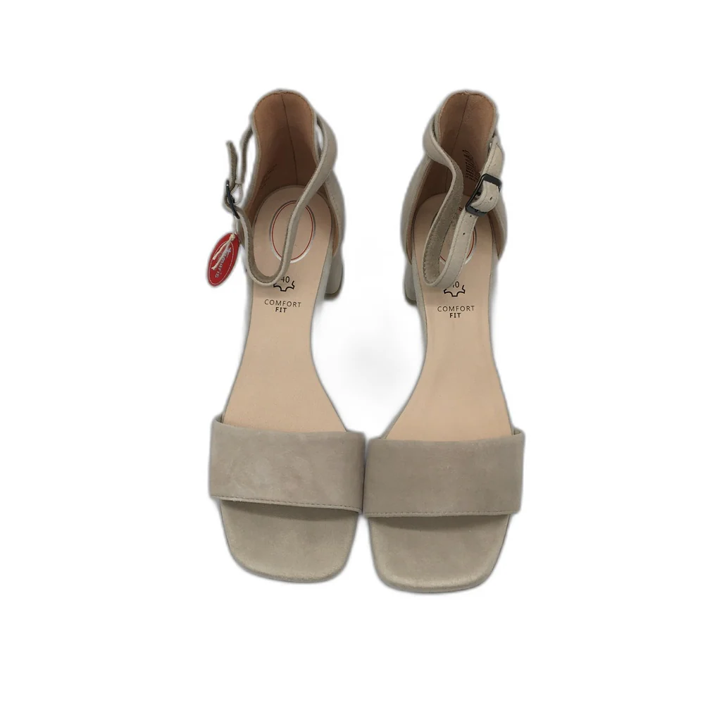 Tamaris Comfort Suede Leather Heeled Sandals Taupe Ladies Size EU 40 US 8.5 NEW - Image 5