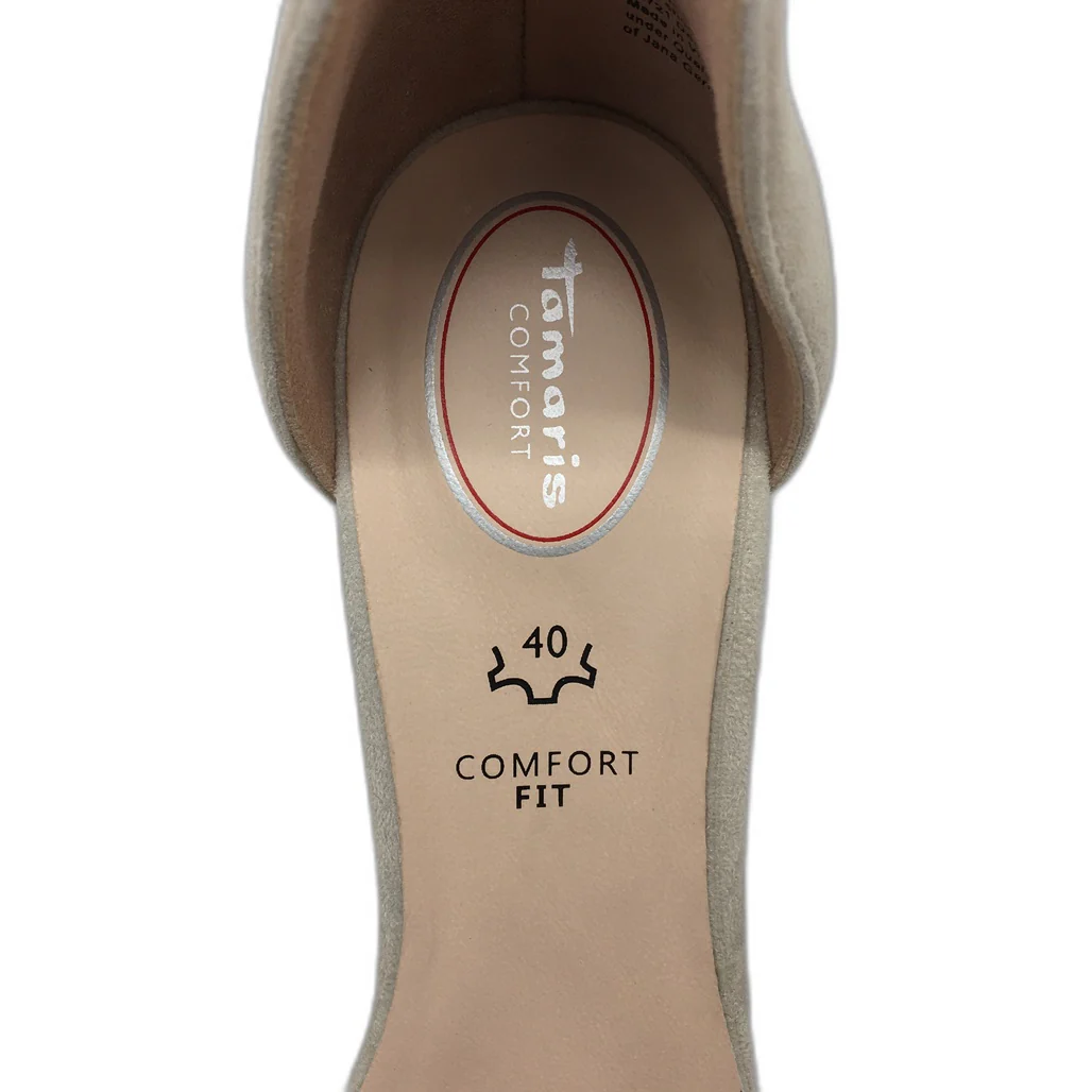 Tamaris Comfort Suede Leather Heeled Sandals Taupe Ladies Size EU 40 US 8.5 NEW - Image 8
