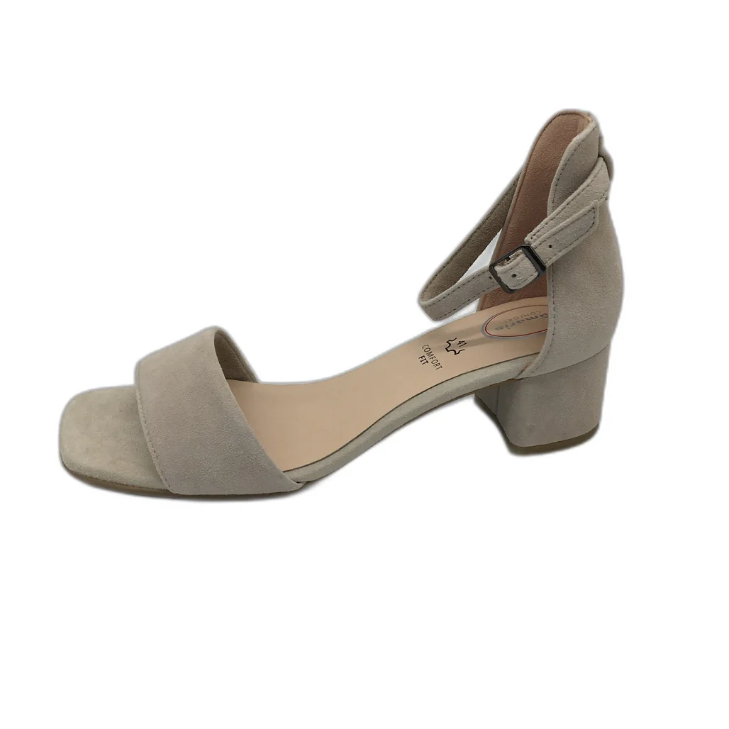 Tamaris Comfort Suede Leather Heeled Sandals Taupe Ladies Size EU 41 US 9.5 NEW - Image 3