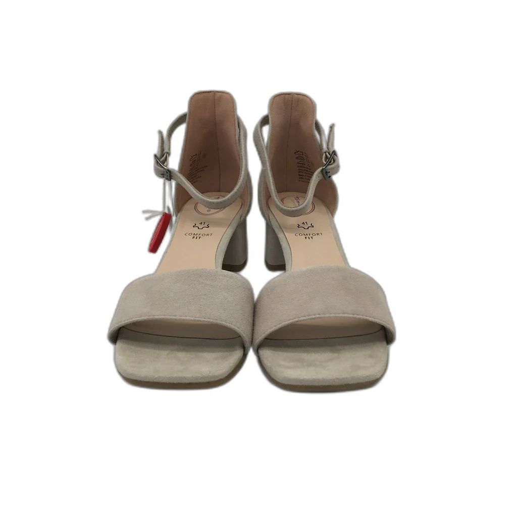 Tamaris Comfort Suede Leather Heeled Sandals Taupe Ladies Size EU 41 US 9.5 NEW - Image 5