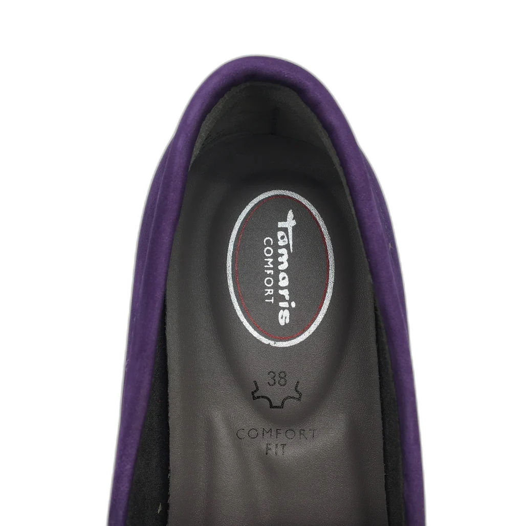 Tamaris Comfort Suede Leather Wedge Heel Loafer Purple Ladies Size US 7 NEW - Image 7