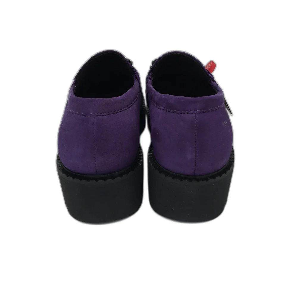 Tamaris Comfort Suede Leather Wedge Heel Loafer Purple Ladies Size US 8.5 NEW - Image 6