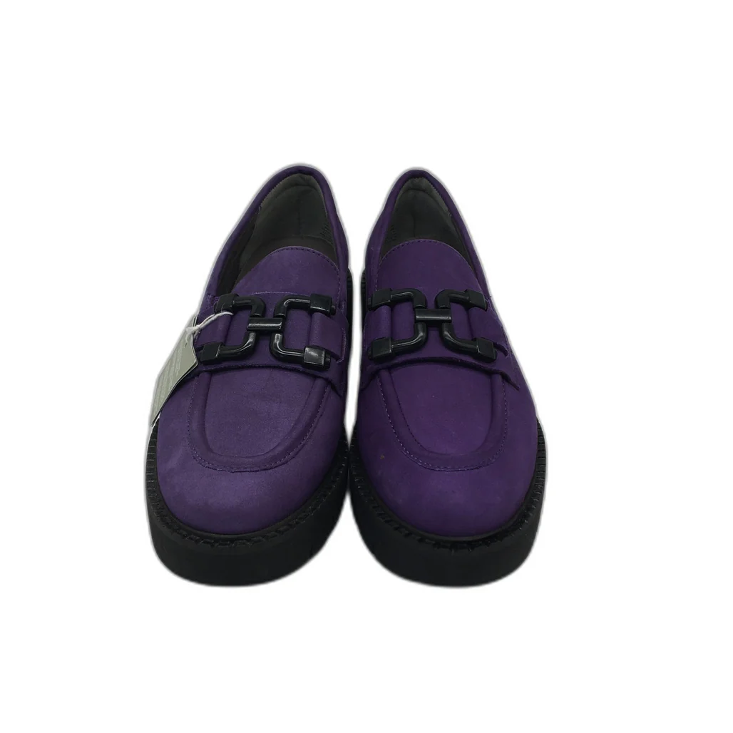 Tamaris Comfort Suede Leather Wedge Heel Loafer Purple Ladies Size US 8 NEW - Image 3