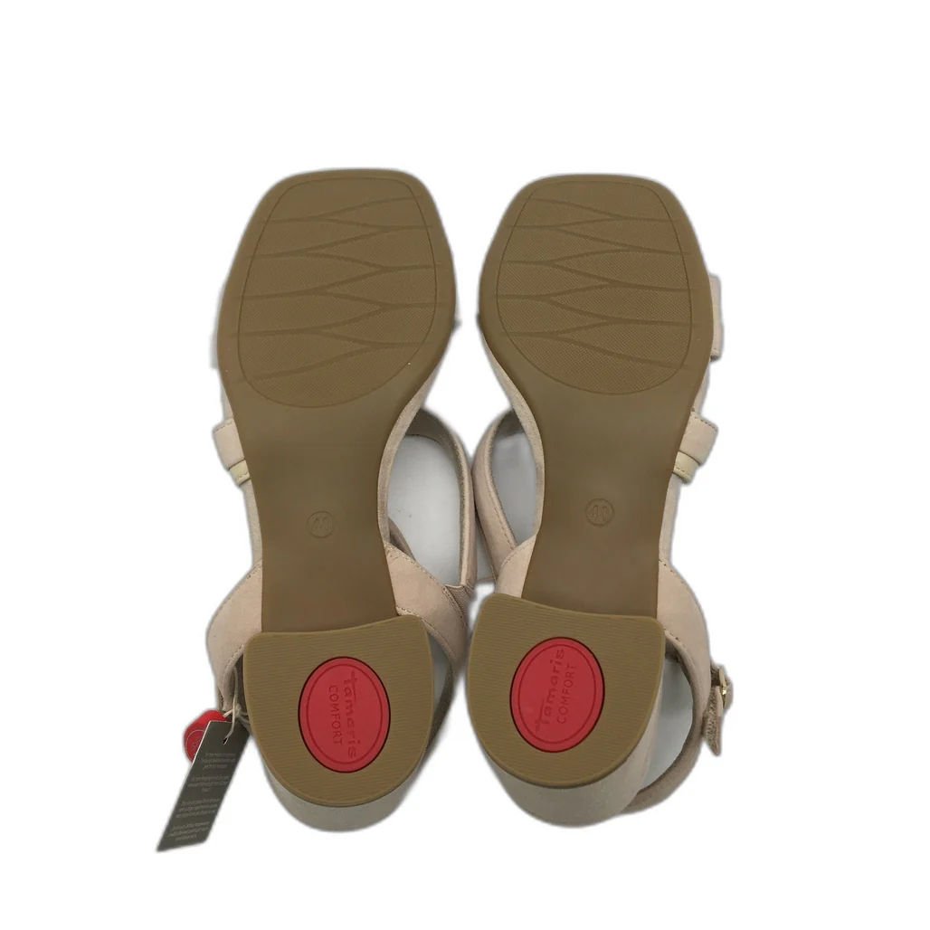 Tamaris Comfort Suede Strappy Leather Heeled Sandals Beige Ladies Sz US 8.5 NEW - Image 10