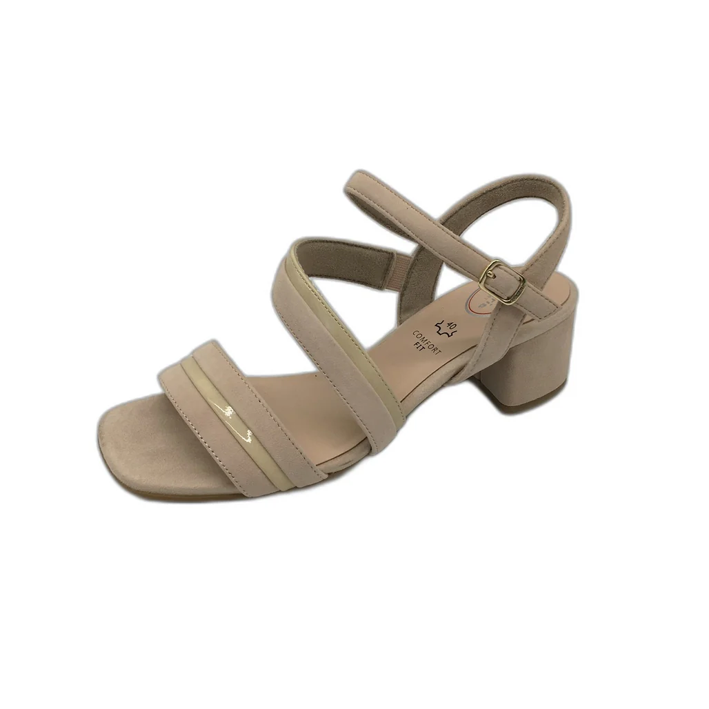 Tamaris Comfort Suede Strappy Leather Heeled Sandals Beige Ladies Sz US 8.5 NEW - Image 8