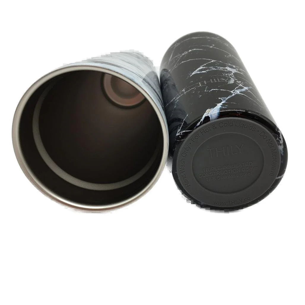 Thily 2 Piece Stainless Steel Black & White Marble 780ml Travel Tumblers NEW - Image 6
