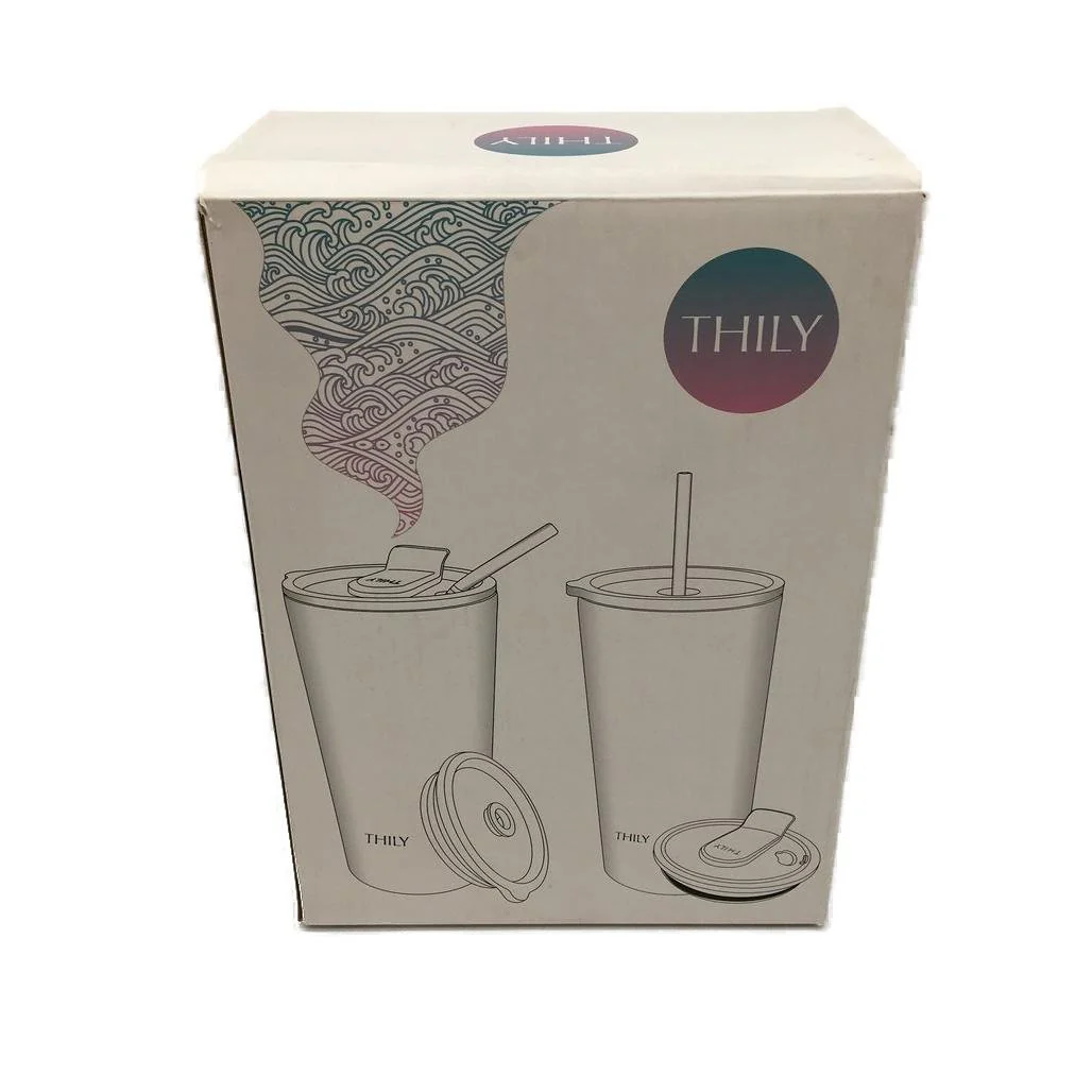 Thily 2 Piece Stainless Steel Black & White Marble 780ml Travel Tumblers NEW - Image 7
