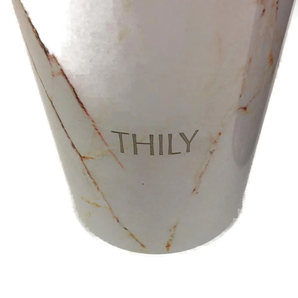 Thily 2 Piece Stainless Steel Gold & Blue Marble 780ml Travel Tumblers NEW - Image 2