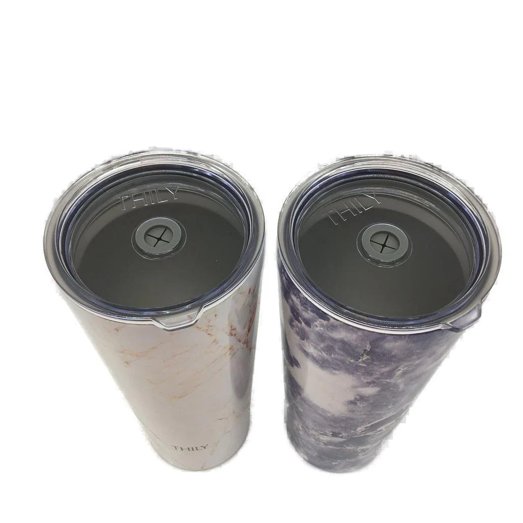 Thily 2 Piece Stainless Steel Gold & Blue Marble 780ml Travel Tumblers NEW - Image 4