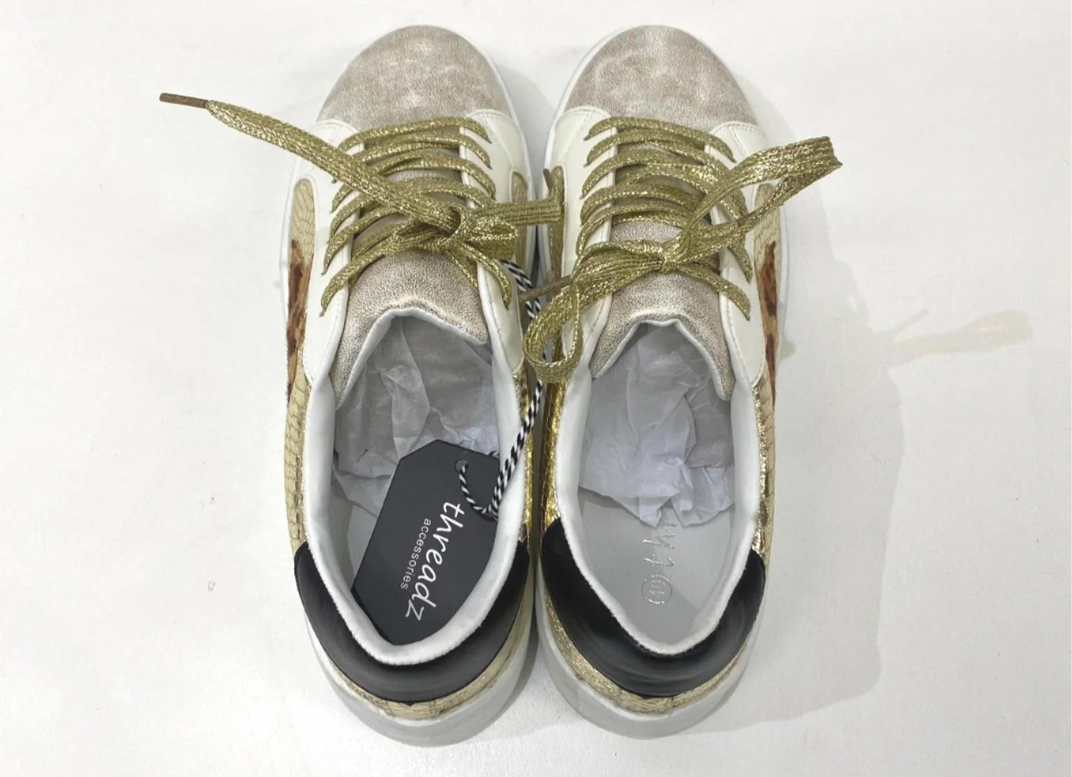 Threadz Gold Metallic Star White Sneakers Ladies Various Sizes NEW - Image 7
