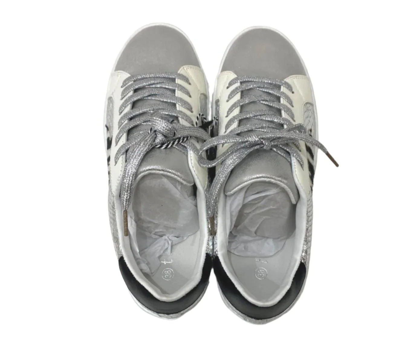 Threadz Silver Metallic Star White Sneakers Ladies Various Sizes NEW - Image 6