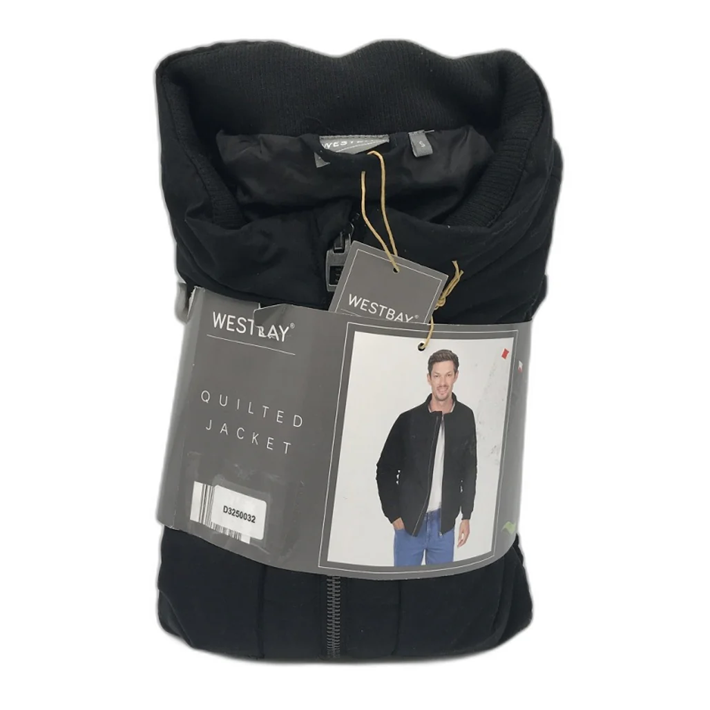 Westbay Black Quilted Bomber Style Jacket Mens Size S NEW